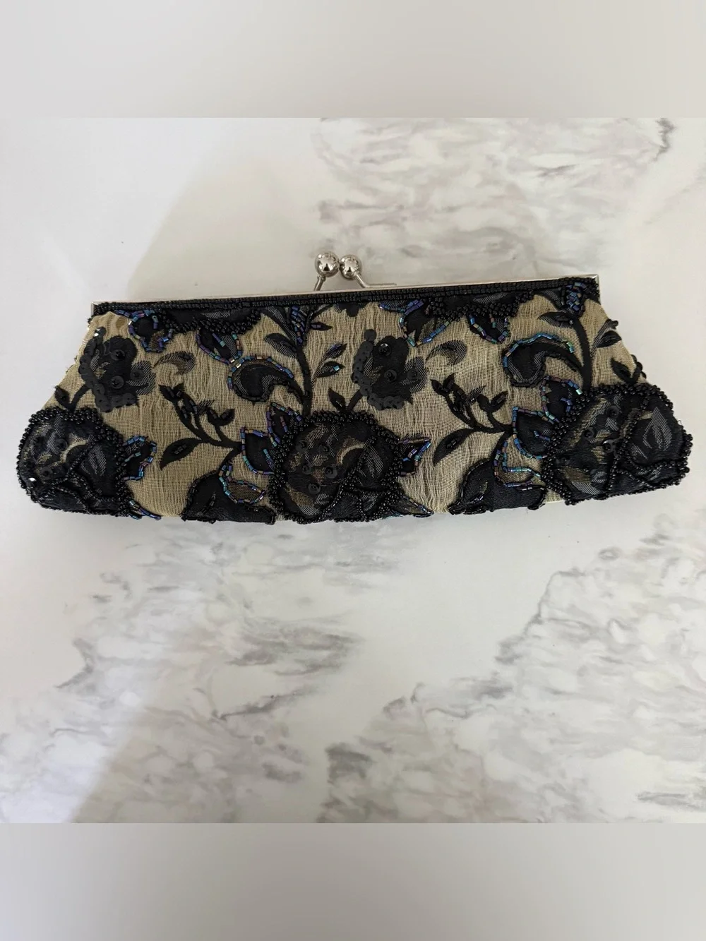 Black Beaded Clutch